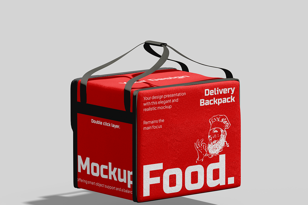 Food Delivery Backpack Mockup, a Product Mockup by Bartama Graphic (Photo 2 of 3)