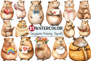Cute Capybara Nursery Clipart, an Illustration by Rose Art