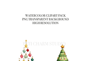 Funny Christmas Tree Clipart Set, a Decorative Illustration by Pati Charm Studio (Thumbnail 5 of 8)