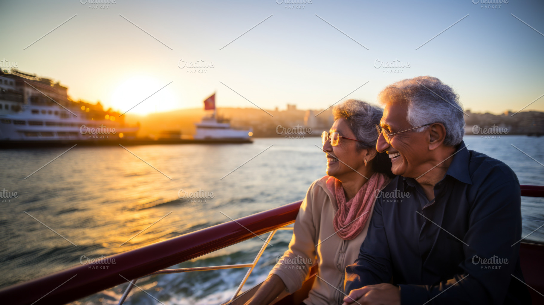 Elderly Indian American couple enjoy, a Photo by Dvoevnore photos