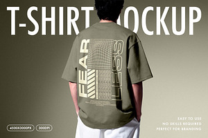 Back View Oversized T-Shirt Mockup, a Shirt Mockup by Design Squad