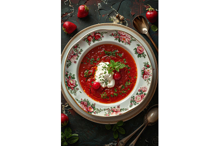 traditional Ukranian soup borscht on, a Food & Drink Photo by Neirfy
