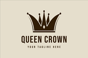 queen crown logo vintage vector, a Branding & Logo Template by zyxroun shop
