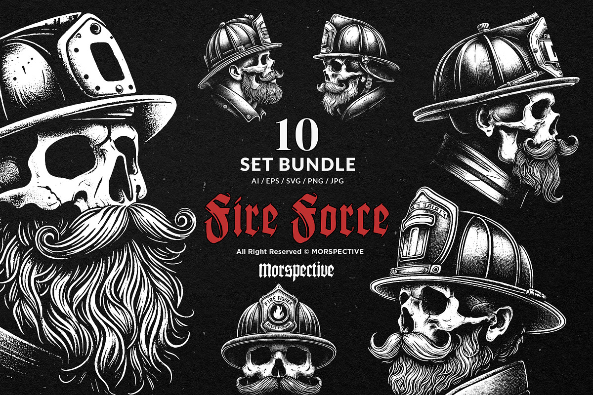 10 Bundle Dark Art Skull Fire Force, an Illustration by Morspective (Photo 1 of 7)