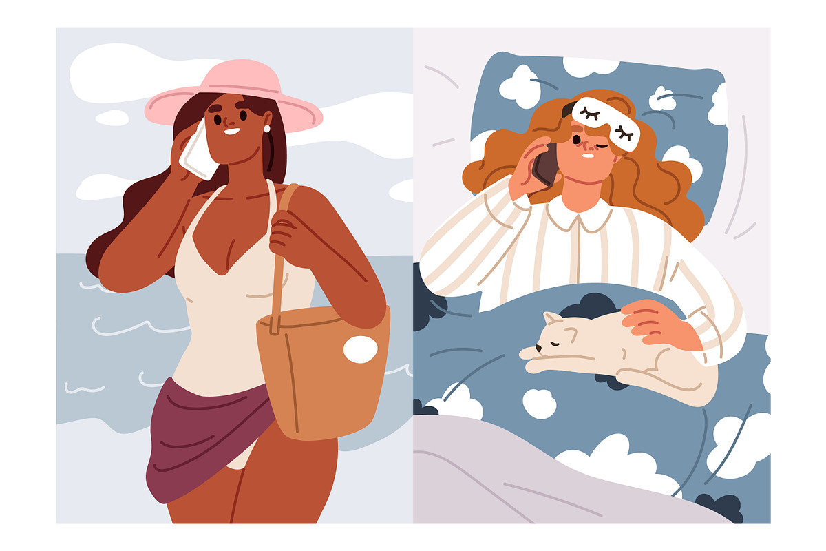 People call and talk on phone set, a Person Illustration by Good Studio (Photo 6 of 7)
