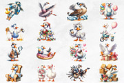 Silly Goose Watercolor Clipart, an Animal Illustration by Bijou Bay (Thumbnail 2 of 3)