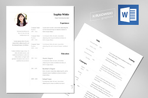 White Resume / CV Template MS Word