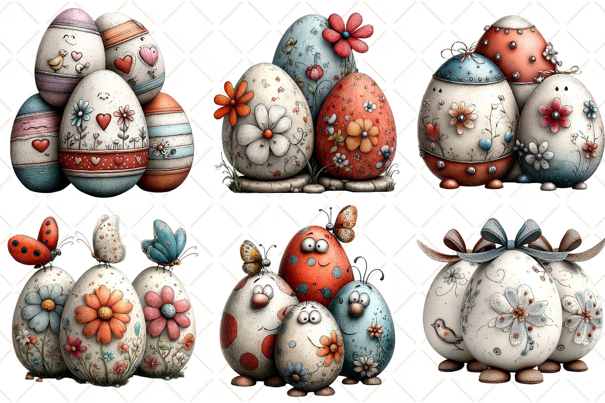 Whimsical Easter Eggs Clipart, an Illustration by Black Bird Studio (Photo 4 of 7)