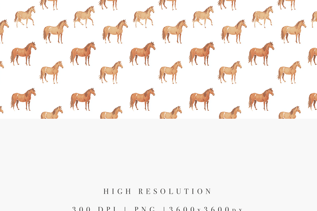 Seamless Watercolor Horse Pattern, a Pattern Graphic by Pati Charm Studio (Photo 3 of 6)