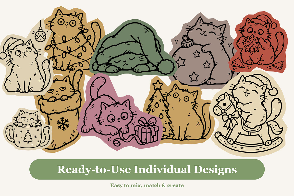 46 Christmas Cat Illustrations, an Animal Illustration by designvectx (Photo 2 of 6)