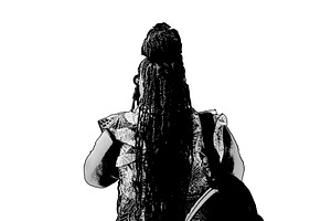 Black woman on stone stairs, a Person Illustration by DanFLCreativo