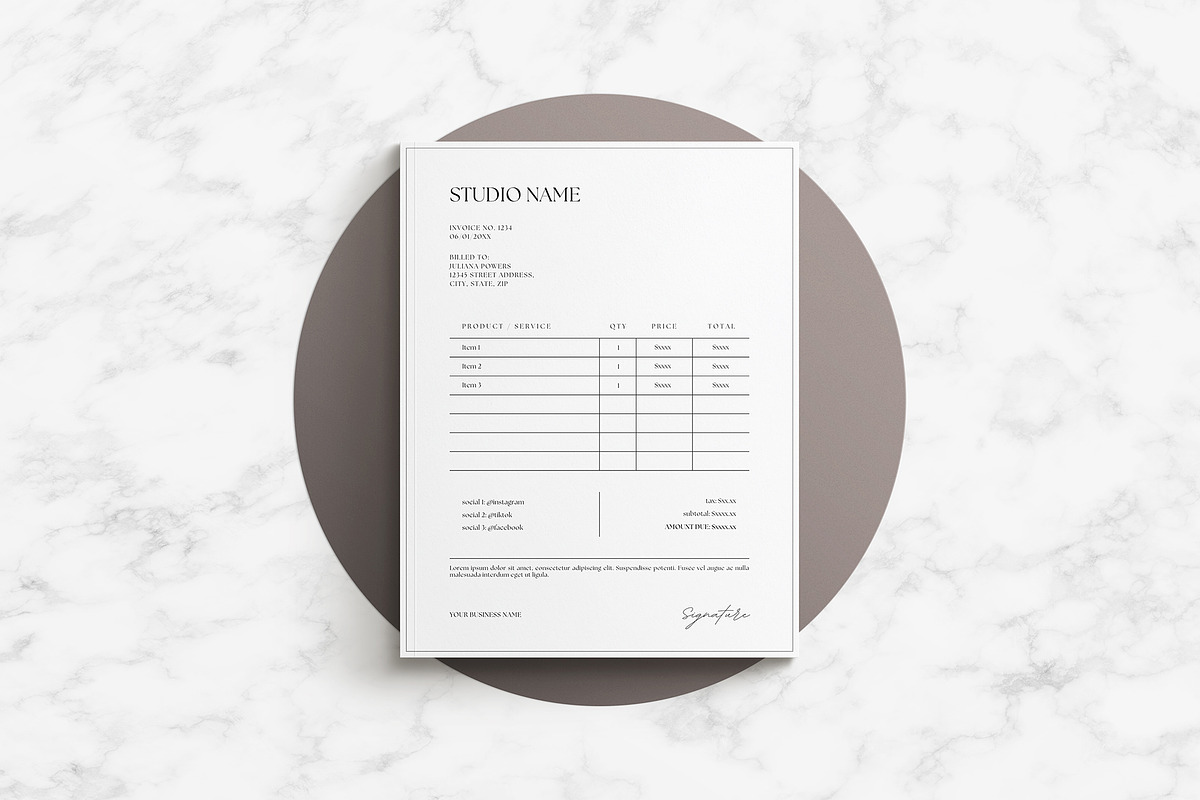 Photography Invoice Template Canva, a Marketing Template by Honor ...
