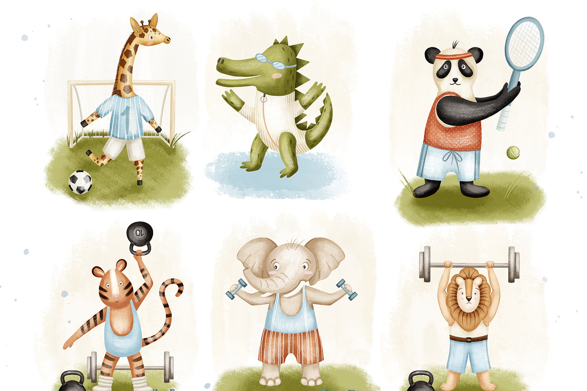 Sports friends. Animal collection, an Animal Illustration by Linerisyart (Photo 3 of 13)
