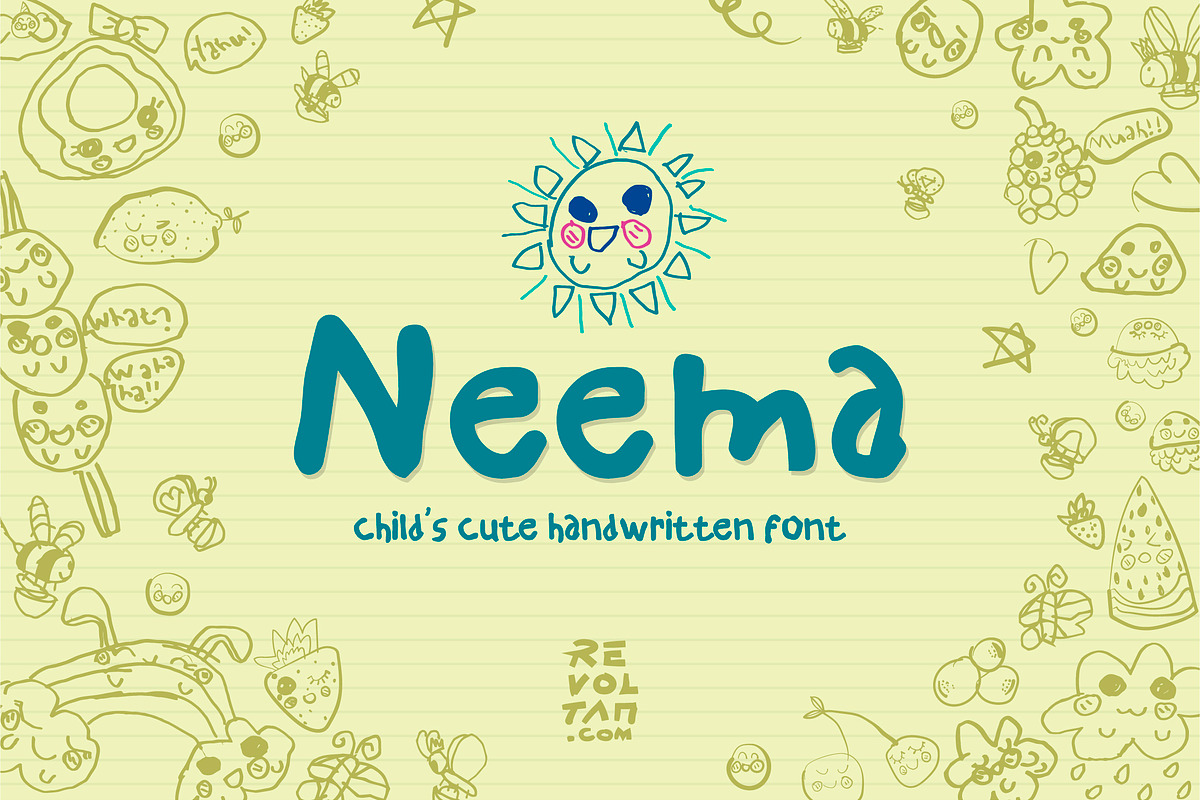NEEMA - Child's Cute Handwritten, a Symbol Font by Revoltan Studios (Photo 1 of 6)