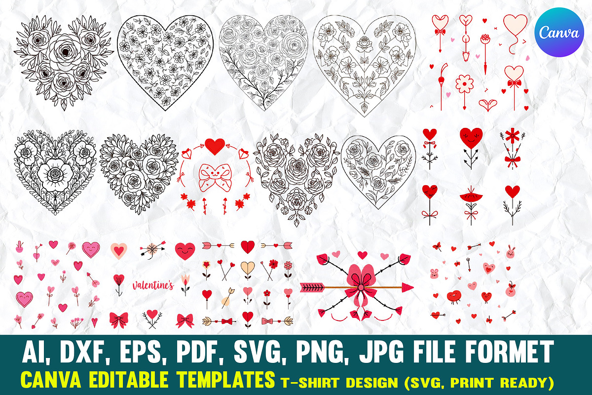 Valentine Pattern Design SVG | Love, a Pattern Graphic by VectorArtPrintableDesign (Photo 2 of 3)