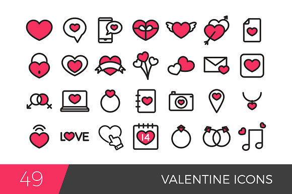 Colorful Valentine Icons