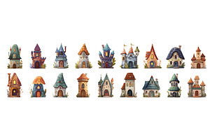 houses fairytale cartoon set, an Object Illustration by Stock-Smart-Start