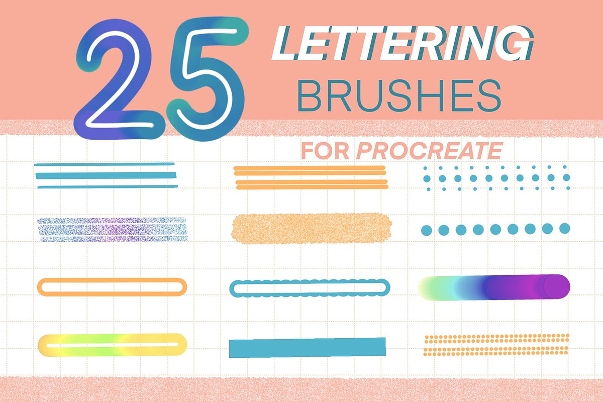25 Procreate Lettering Brushes Set, a Brush Add-On by LiuBi Art (Photo 1 of 6)