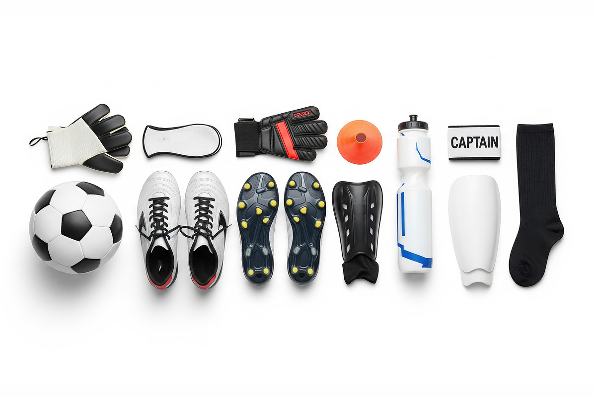 Soccer Equipment Flat Lay Kit, a Sport Illustration by StockVerse Creative (Photo 1 of 3)