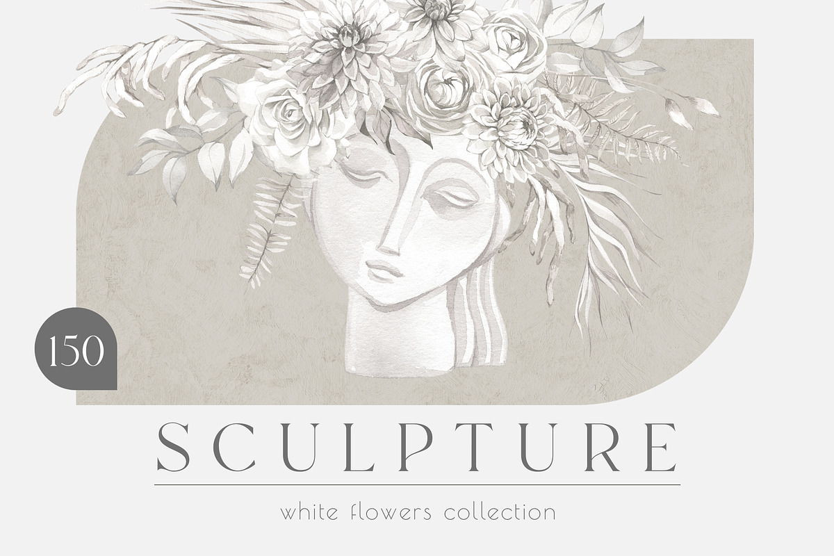 SCULPTURE White flowers collection, a Decorative Illustration by Anastezia Luneva (Photo 1 of 9)