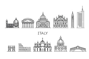 Tourist attractions of Italy, an Illustration by Tettygreen