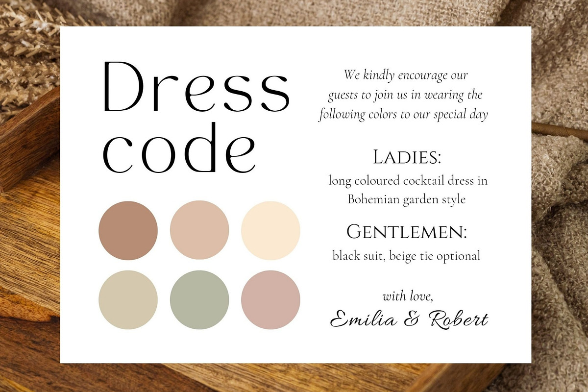 Party Dress code details info card, a Card Template by EvaTemplates (Photo 1 of 6)