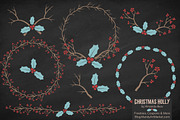Red & Blue Christmas Holly Clipart, an Illustration by Amanda Ilkov (Thumbnail 2 of 5)
