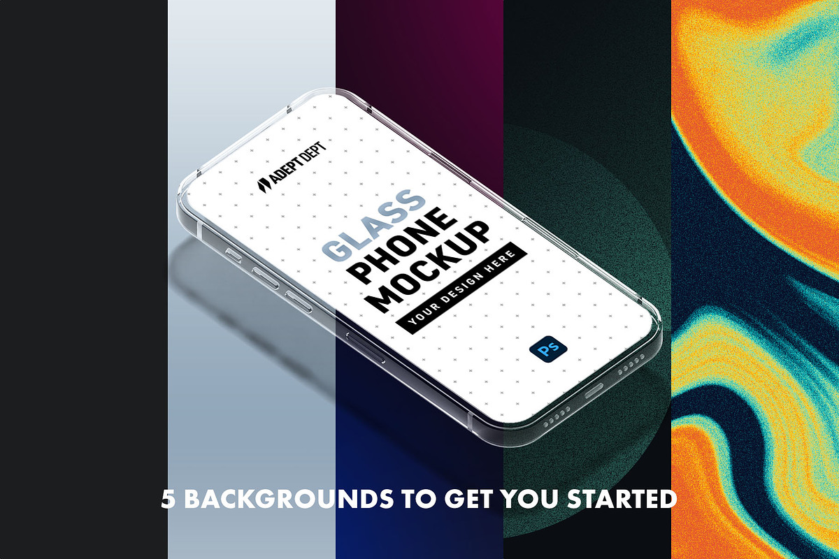 Glass Phone Mockup Set for Photoshop, a Device Mockup by AdeptDept (Photo 8 of 9)