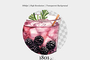 Blackberry Rosemary Cocktail, an Illustration by 1801Prints (Thumbnail 3 of 4)