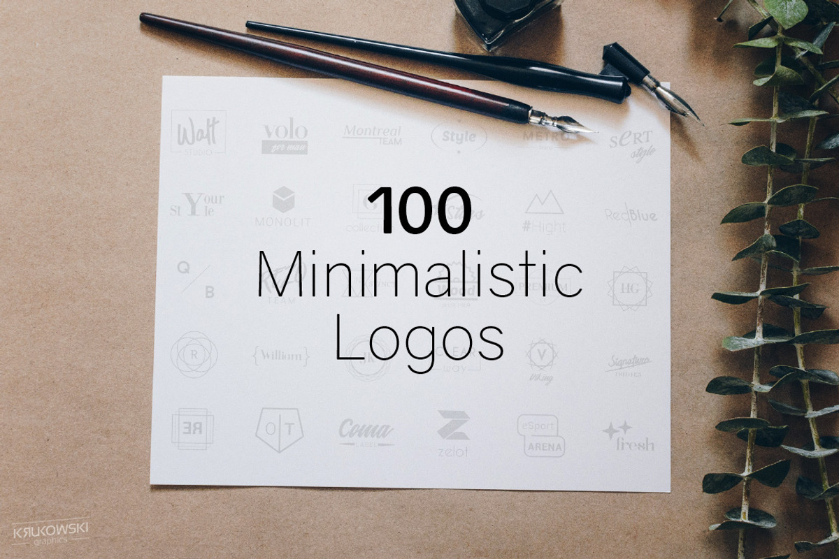100 Minimalistic Logo Templates, a Branding & Logo Template by Krukowski Graphics (Photo 1 of 6)