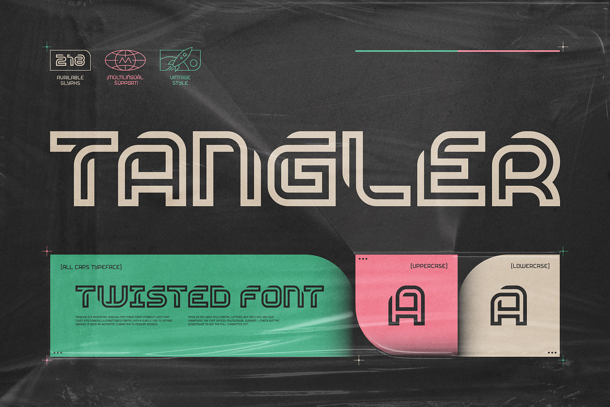 Tangler - Twisted Font, a Sans Serif Font by Gleb Guralnyk (Photo 1 of 6)