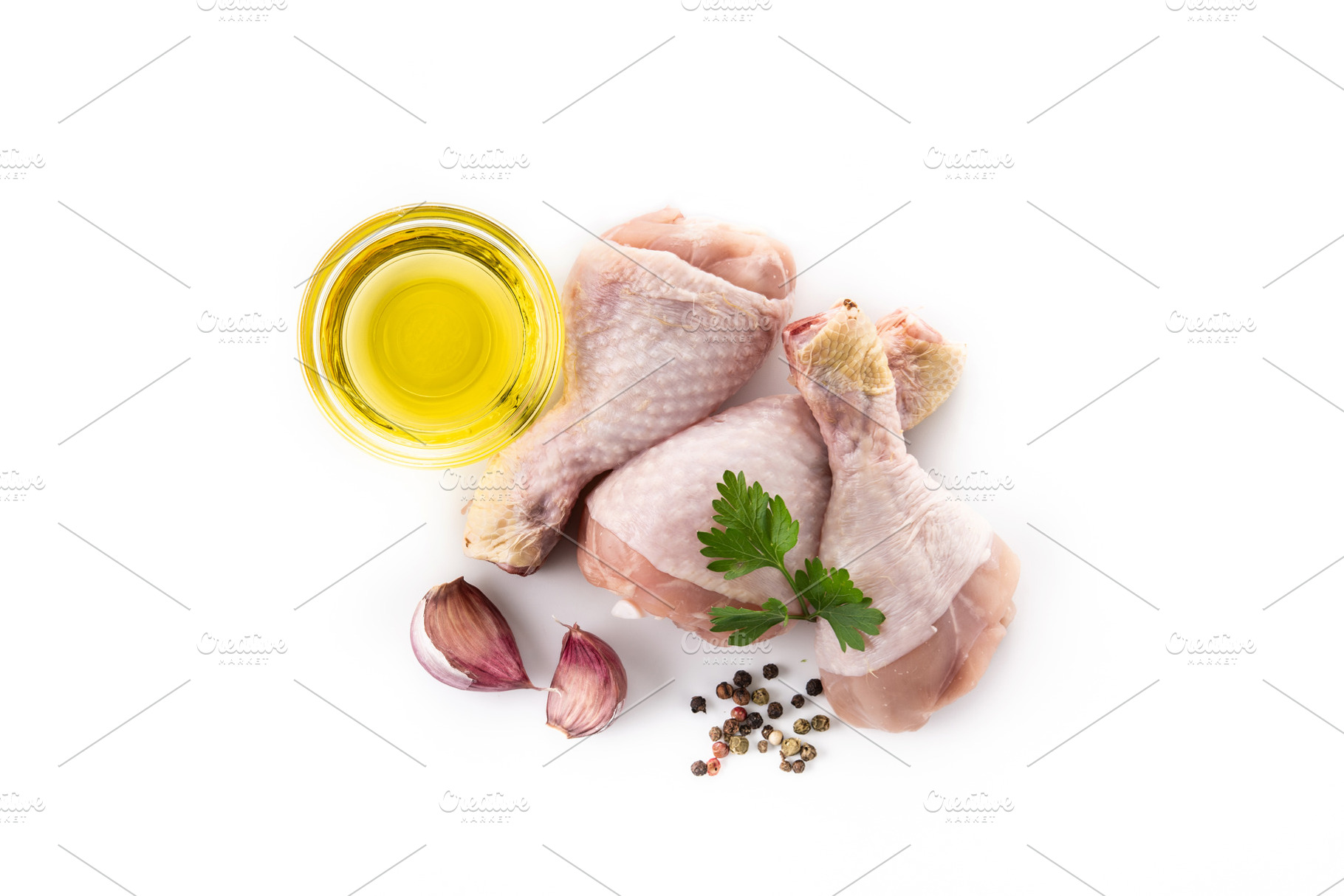 Raw chicken meat legs isolated on white background, a Food & Drink Photo by etorres69