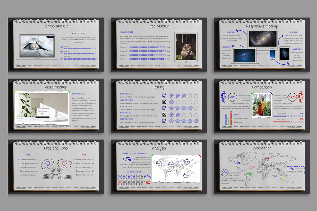 Notebook PowerPoint Template, a Presentation Template by Helga_Design