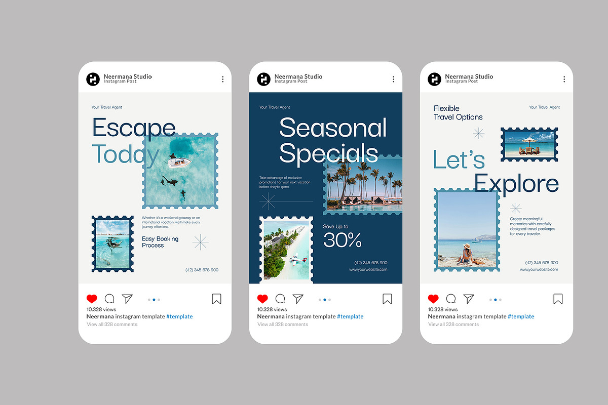 Blue Travel Agent Instagram Post, a Social Media Template by Neermana (Photo 2 of 4)