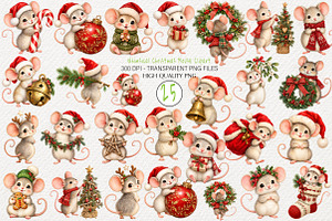 Whimsical Christmas Mouse Clipart