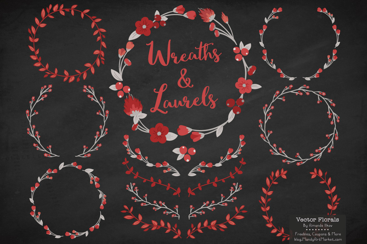 Ruby Vector Flower Wreaths, an Illustration by Amanda Ilkov (Photo 2 of 3)