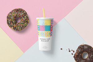 Long Disposable Paper Cup Mockups