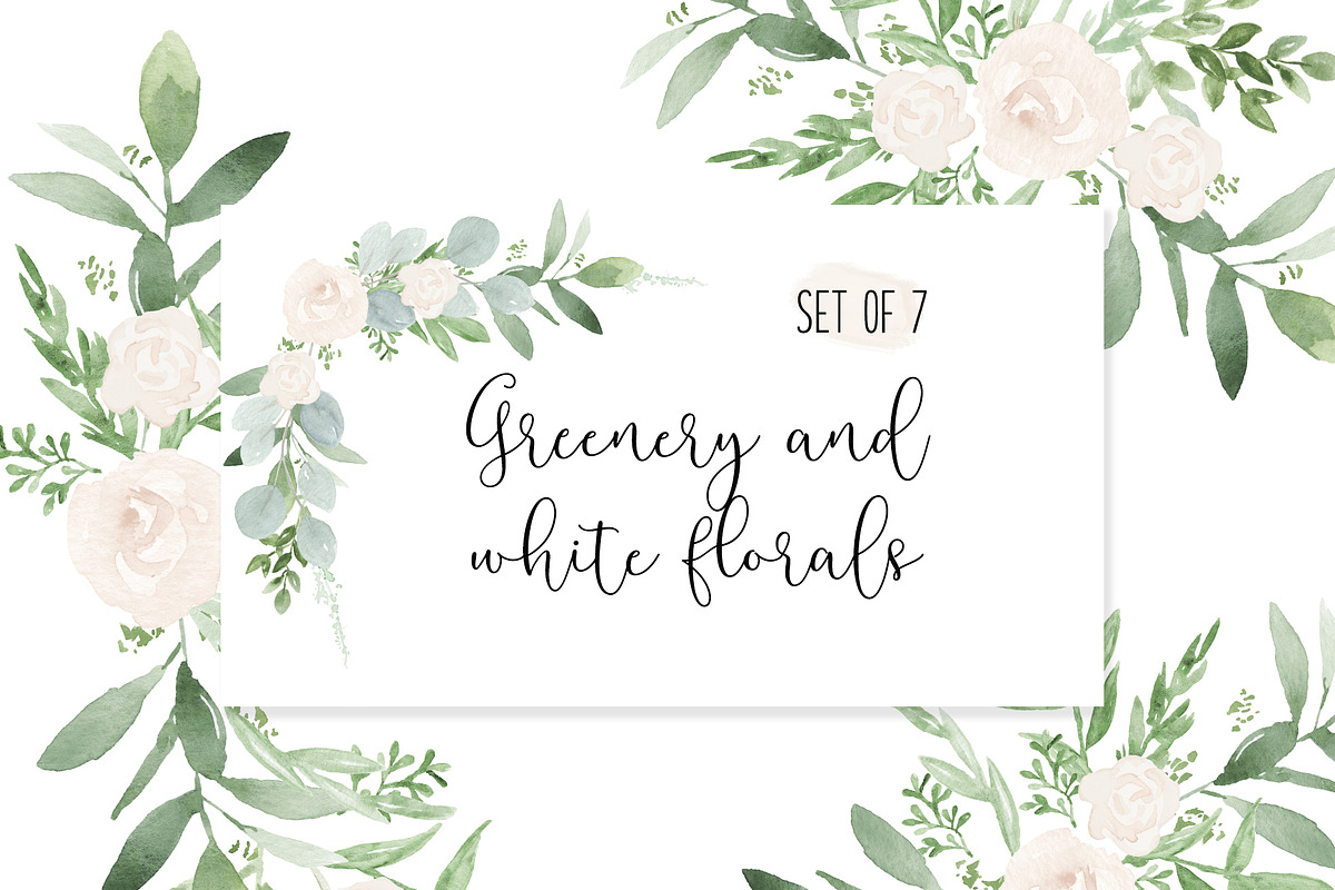 Greenery & Blush Watercolor Florals, a Decorative Illustration by DailyMiracleDigitals,LLC (Photo 1 of 6)