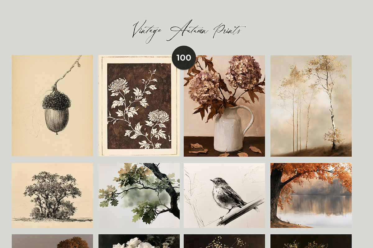 Vintage Autumn Wall Art Prints, a Background Graphic by Lana Elanor (Photo 7 of 12)