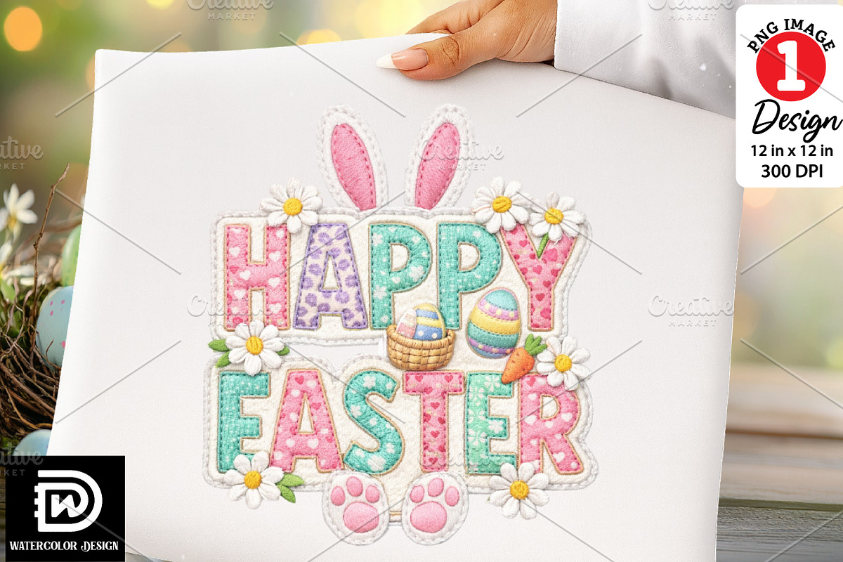 Faux Yarn Happy Easter png, an Illustration by Watercolor design (Photo 1 of 6)