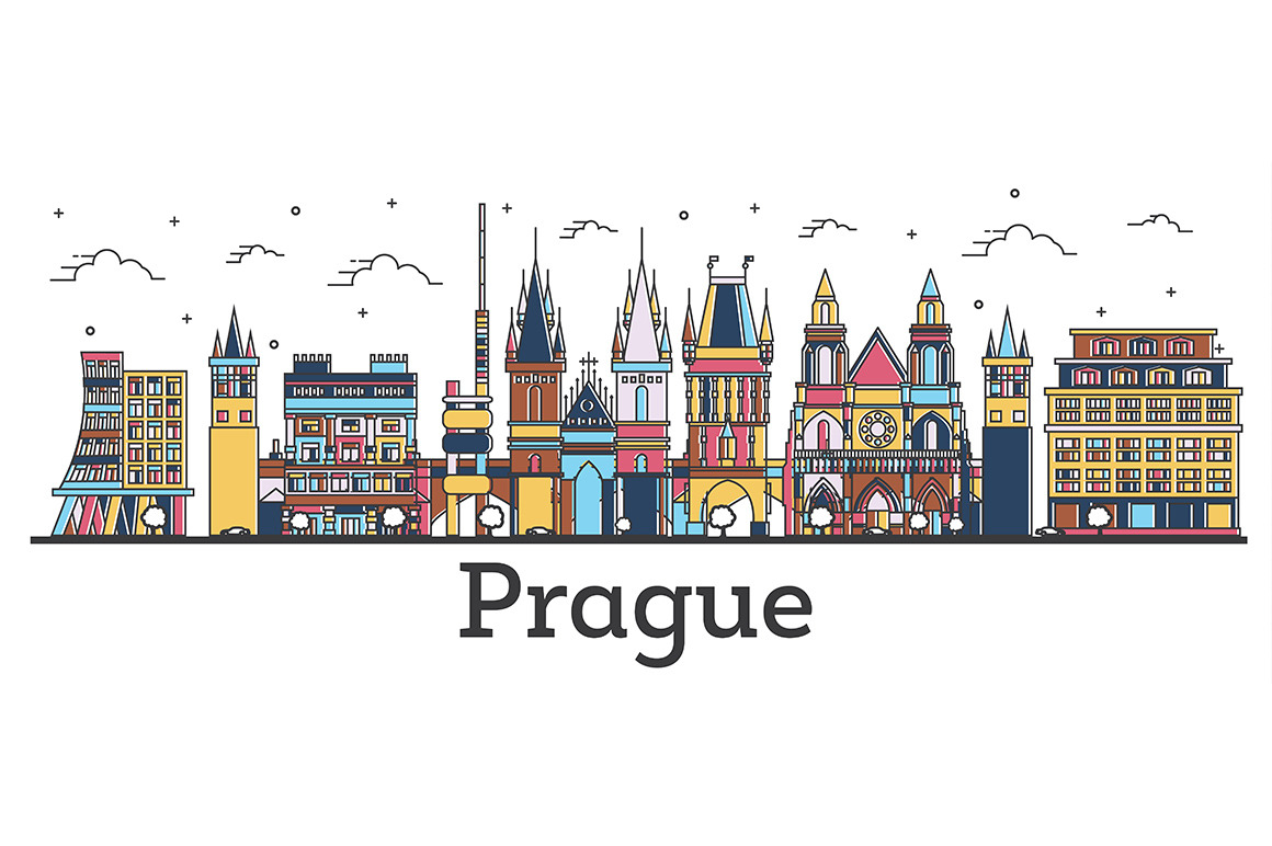 Outline Prague Czech Republic City, a Person Illustration by Booblgum ...
