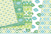 Green Aztec Digital Paper, a Texture Graphic by Avenie Digital (Thumbnail 3 of 4)