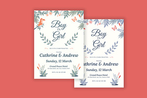 Floral Gender Reveal Invitation