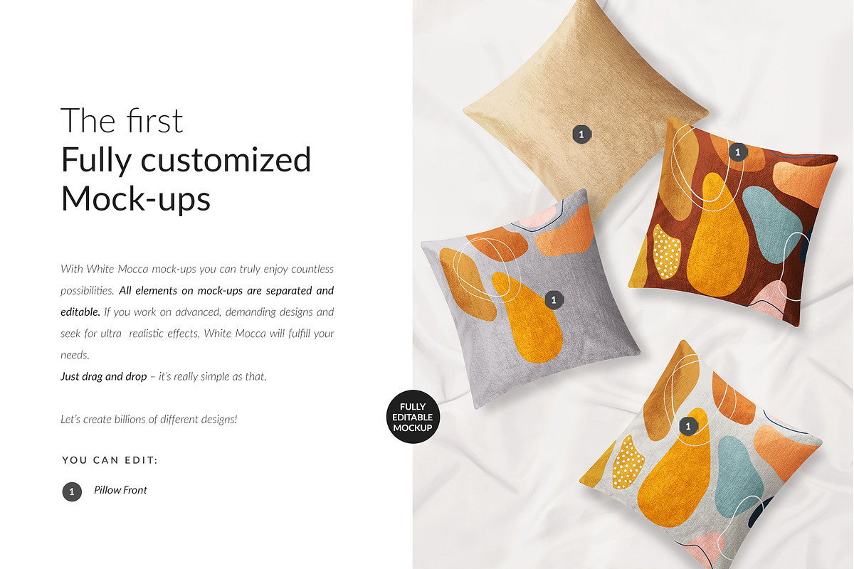 Pillows & Bedsheet Mock-ups, a Print Template by Mocca Mockups Store (Photo 2 of 5)