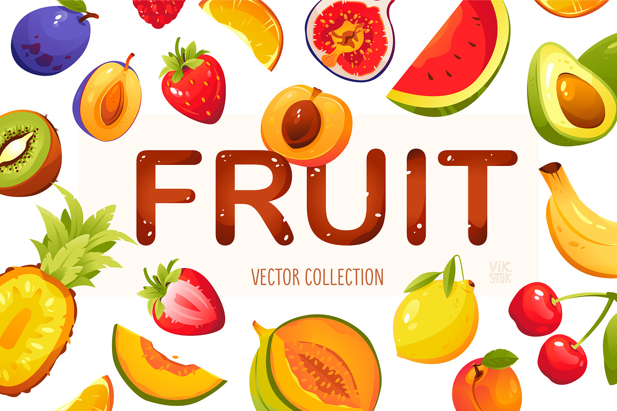 Fruits Vector Collection, a Food Illustration by vik.stock (Photo 1 of 4)