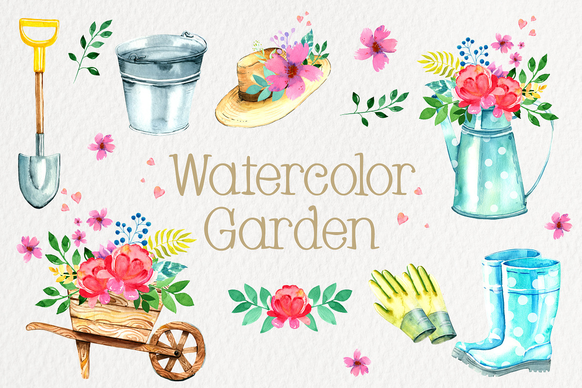 Watercolor Garden. Illustrations set, a Seasonal Illustration by iri-illustration (Photo 1 of 8)