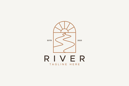 River Sunset Abstract Vintage Logo, a Branding & Logo Template by Signatoro