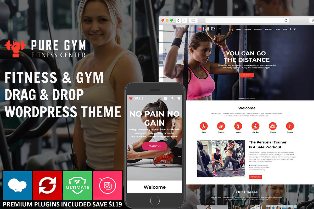 PureGym – Gym, Fitness & Business, a WordPress Template by Cherry Wordpress Theme (Photo 1 of 9)