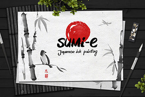 Sumi-e. Japanese Ink Painting