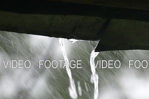 Rain drops fall from the roof